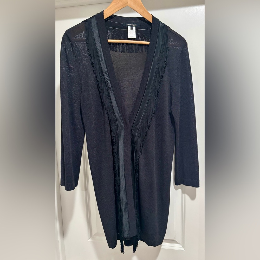 Nanette Lepore Black Fringe cardigan